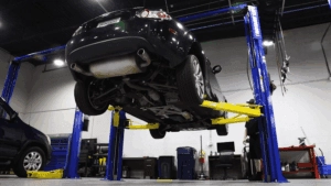 Japanese Auto Repair Lifted Vehicle
