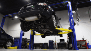 Japanese Auto Repair Lifted Vehicle